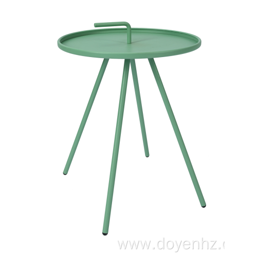 42cm Metal Round Side Table with L-Shaped Handle